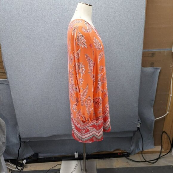 Cato Women's Orange/Pink Boho Style Floral and Paisley Print Dress Size L - Picture 5 of 7